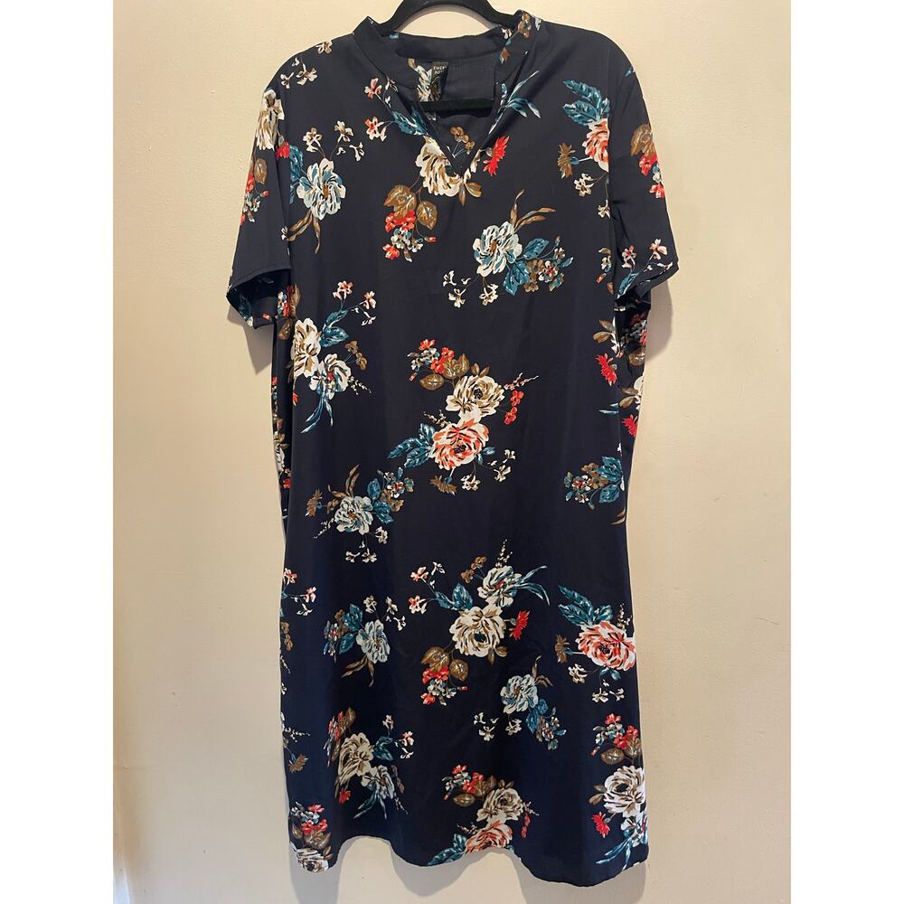 Emery Rose blue short sleeve floral print midi dress size 2XL
